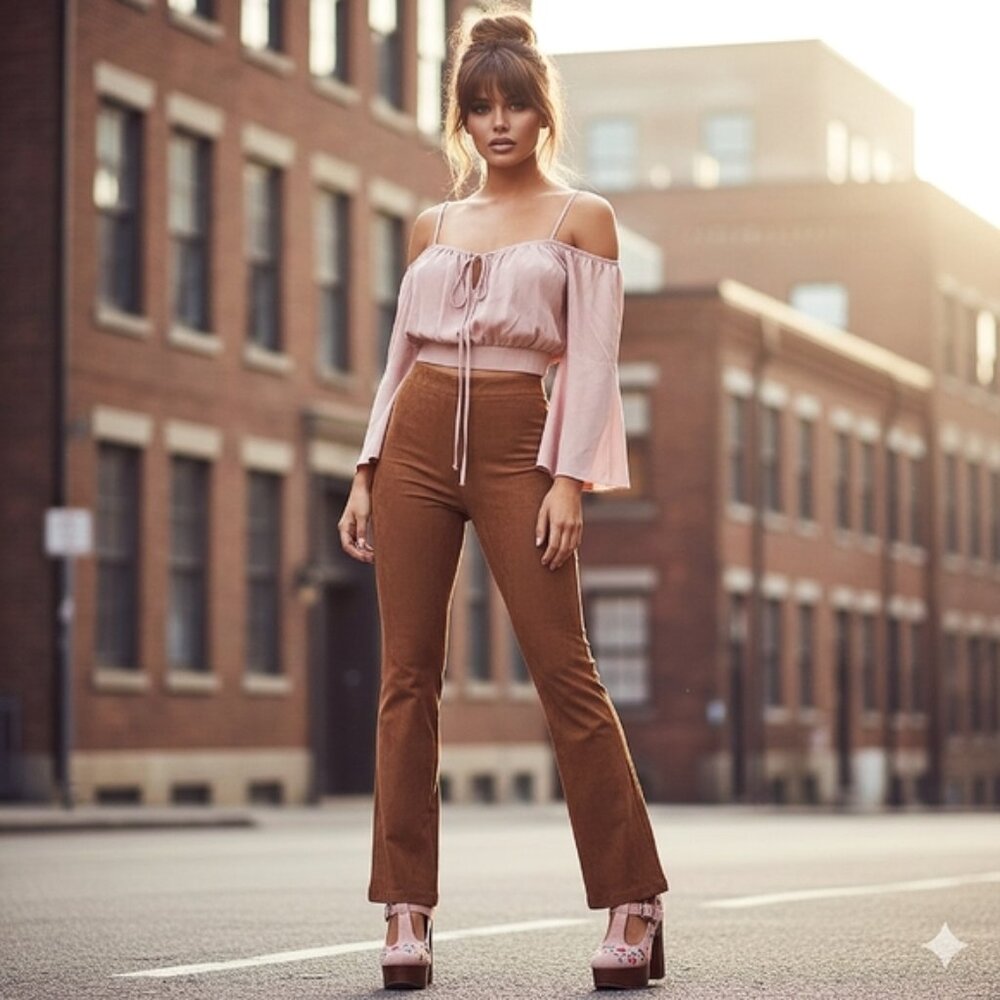 Blush Pink Cold Shoulder Bell Sleeve Smocked Crop Top